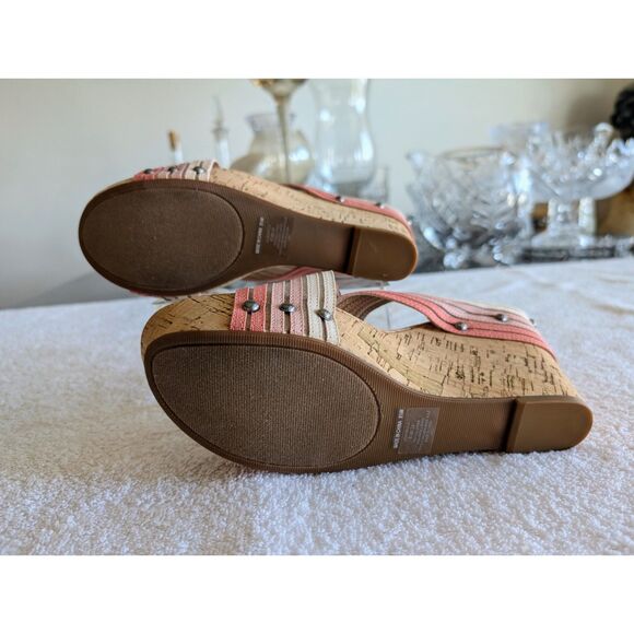 Lucky Brand Mykayla Cork Wedge Sandals 8.5 Striped Slide Platform NWOT - Picture 8 of 10